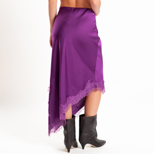 Haveone-Gonna asimmetrica satin con pizzo - viola