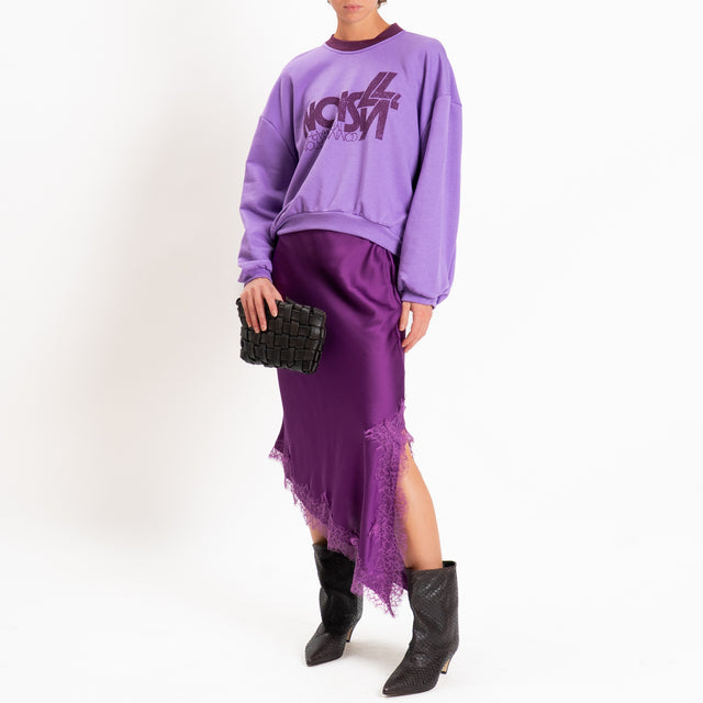 Haveone-Gonna asimmetrica satin con pizzo - viola