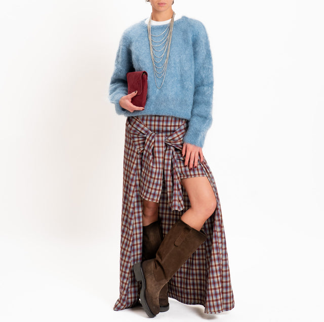 Haveone-Minigonna check con pannello - bordeaux/celeste