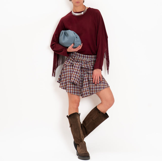 Haveone-Minigonna check con fusciacca - bordeaux/celeste