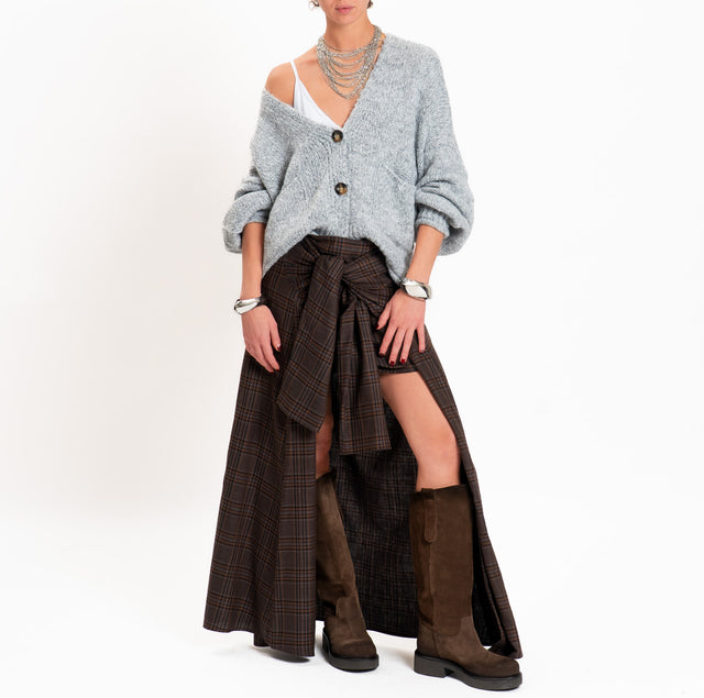 Haveone-Minigonna check con pannello - moro/blu