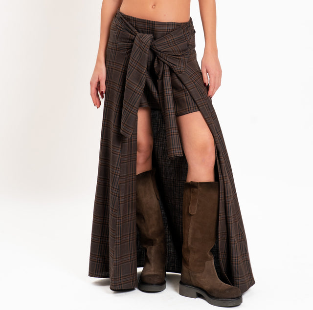 Haveone-Minigonna check con pannello - moro/blu