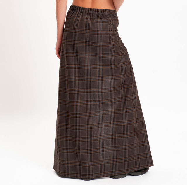 Haveone-Minigonna check con pannello - moro/blu