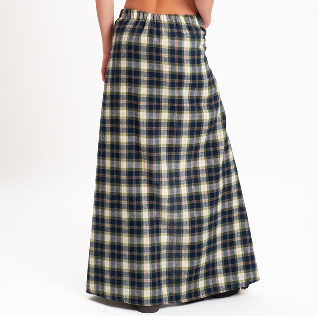Haveone-Minigonna check con pannello in flanella - blu/burro/olive