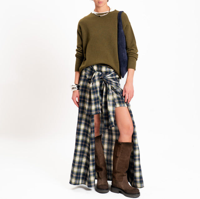 Haveone-Minigonna check con pannello in flanella - blu/burro/olive