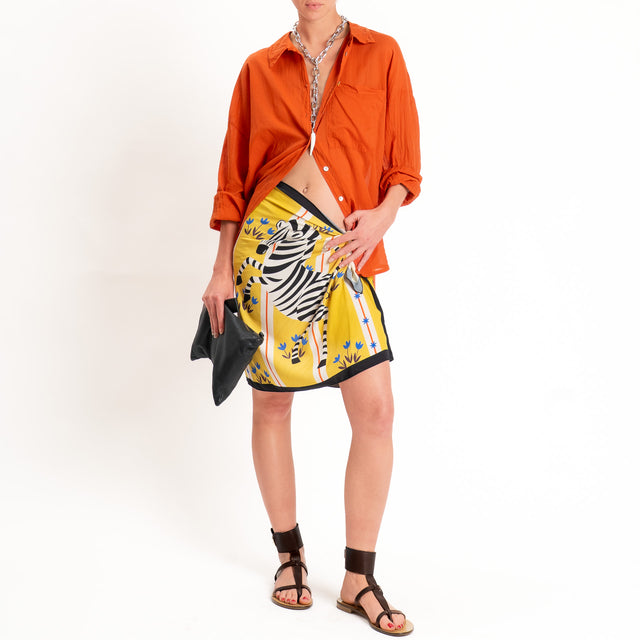 Haveone-Gonna corta pareo fantasia - senape/nero/royal