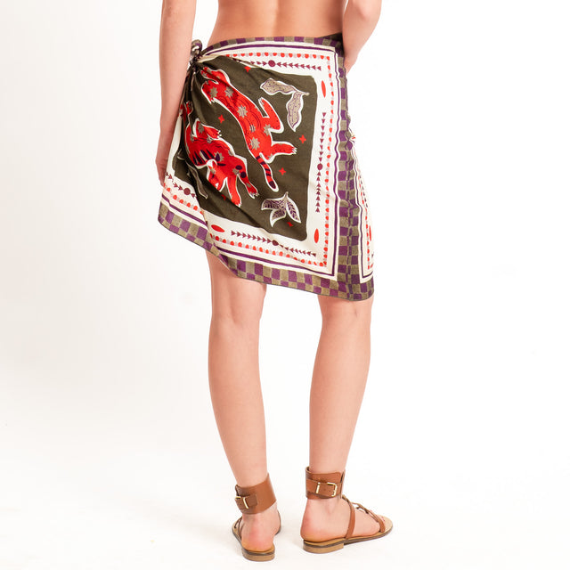 Haveone-Gonna pareo fantasia - militare/panna