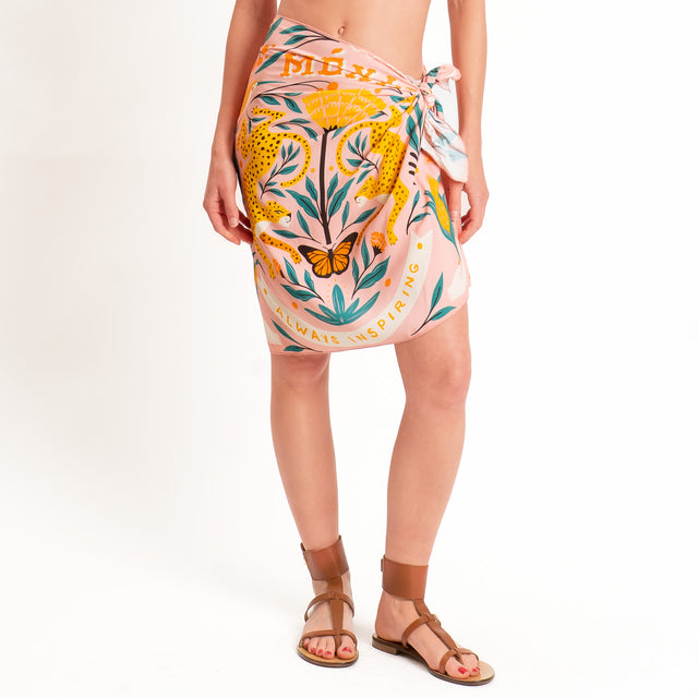 Haveone-Gonna corta pareo fantasia tigri - rosa/ottanio/orange