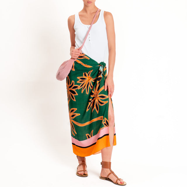 Haveone-Gonna pareo fantasia - verde/rosa/orange