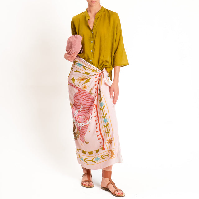 Haveone-Gonna pareo fantasia tigri - rosa/acqua/olio