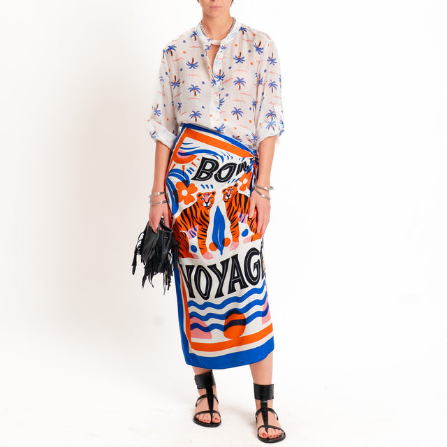 Haveone-Gonna pareo "bon voyage" - royal/arancio/burro