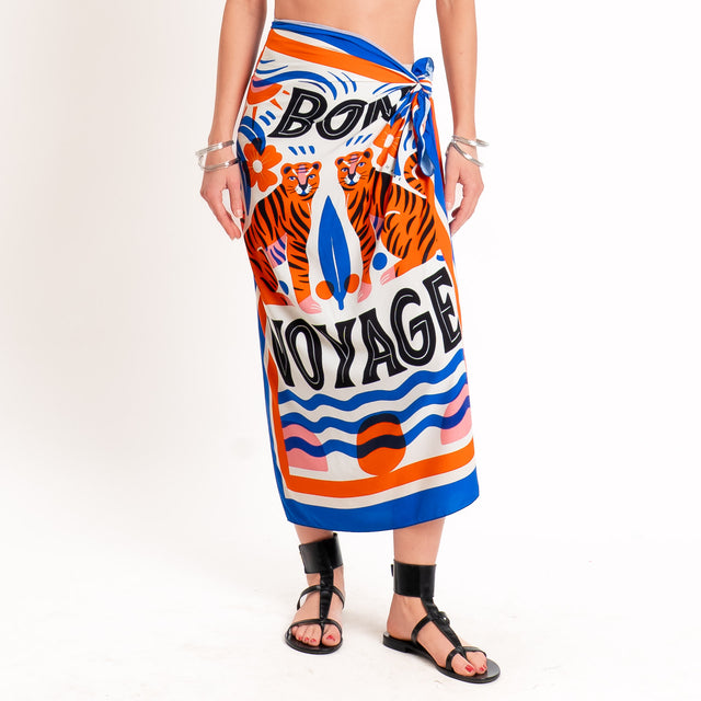 Haveone-Gonna pareo "bon voyage" - royal/arancio/burro