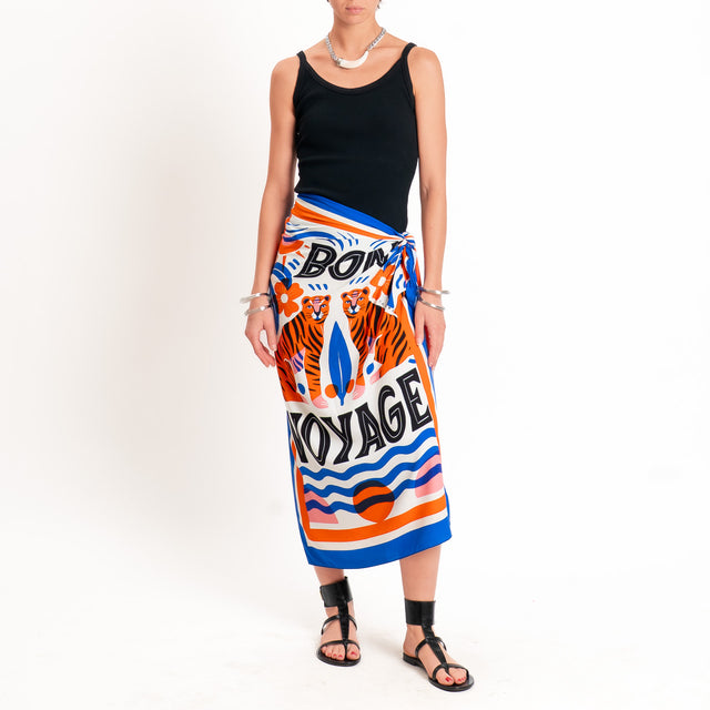 Haveone-Gonna pareo "bon voyage" - royal/arancio/burro