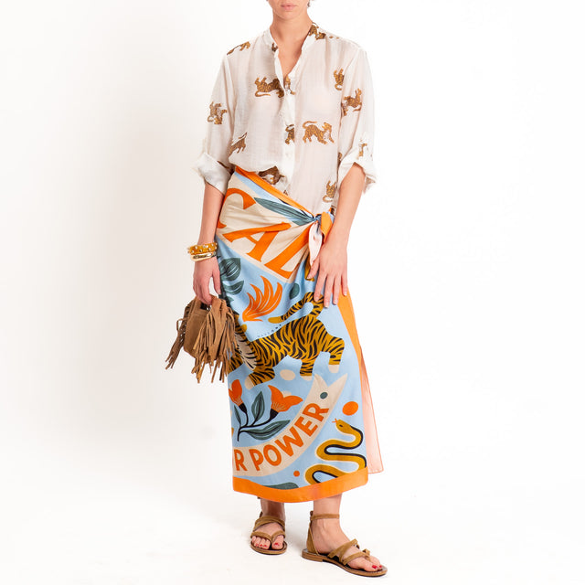 Haveone-Gonna pareo fantasia "magic" - celeste/burro/arancio
