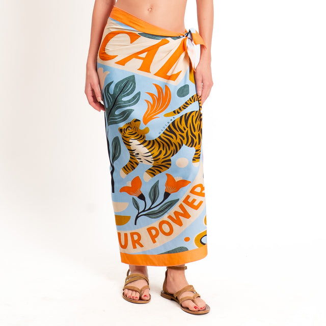 Haveone-Gonna pareo fantasia "magic" - celeste/burro/arancio