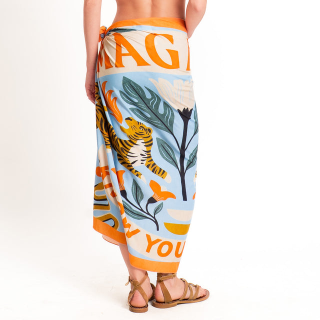 Haveone-Gonna pareo fantasia "magic" - celeste/burro/arancio