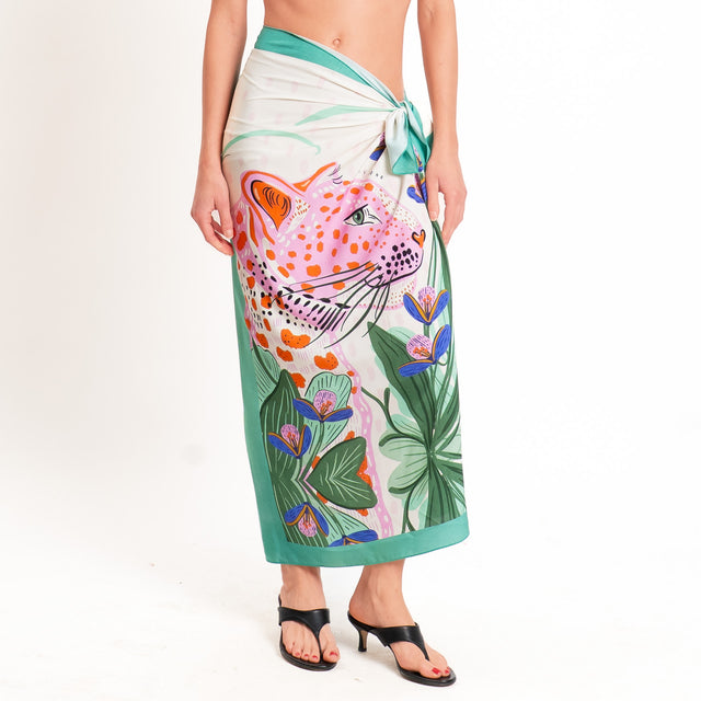 Haveone-Gonna pareo fantasia ghepardo - burro/rosa/menta
