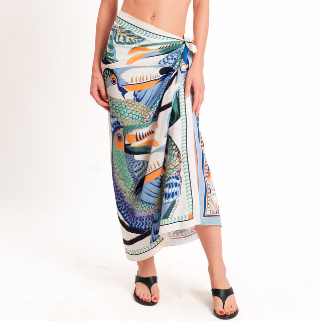 Haveone-Gonna pareo fantasia - burro/blu/acqua