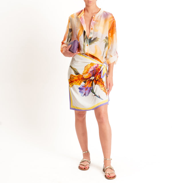 Haveone-Gonna corta pareo fantasia - arancio/burro/yellow