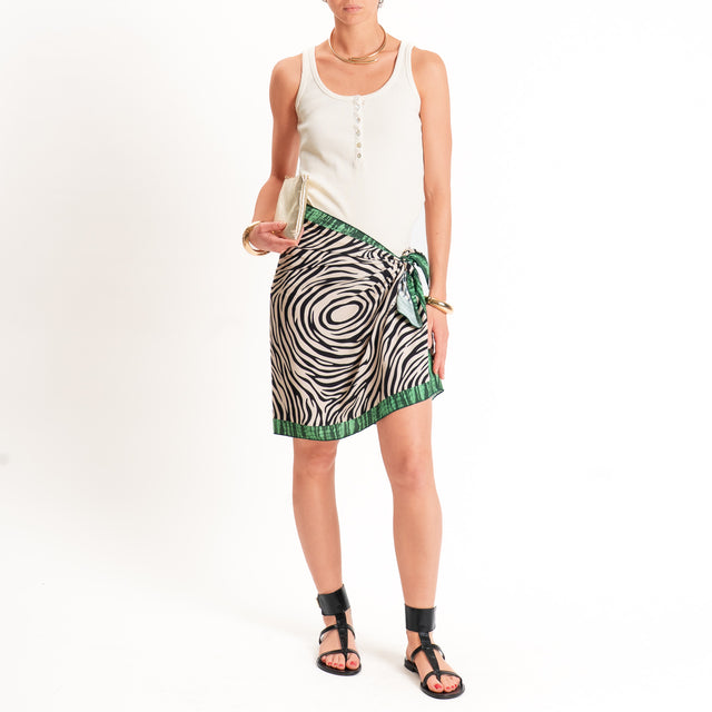 Haveone-Gonna corta pareo fantasia zebrata - sand/nero/verde
