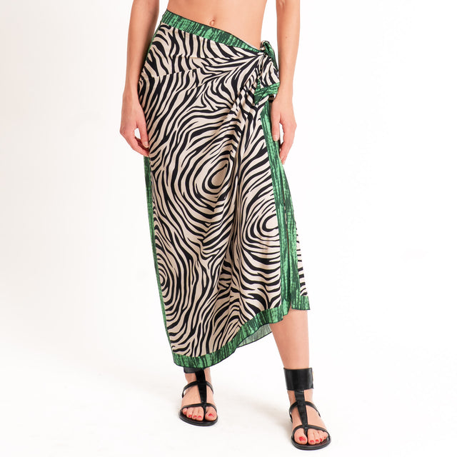 Haveone-Gonna pareo fantasia zebrata - sand/nero/verde