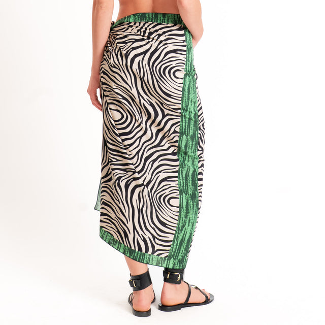 Haveone-Gonna pareo fantasia zebrata - sand/nero/verde