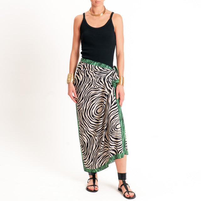 Haveone-Gonna pareo fantasia zebrata - sand/nero/verde