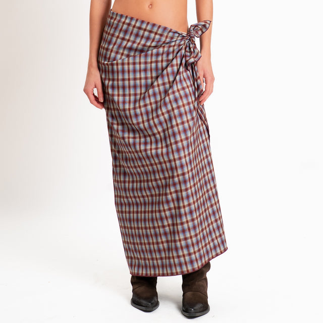 Haveone-Gonna pareo fantasia check - bordeaux/royal/sand