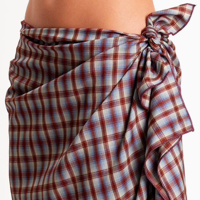 Haveone-Gonna pareo fantasia check - bordeaux/royal/sand