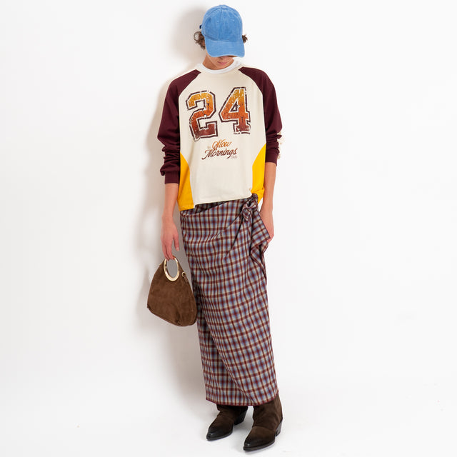 Haveone-Gonna pareo fantasia check - bordeaux/royal/sand