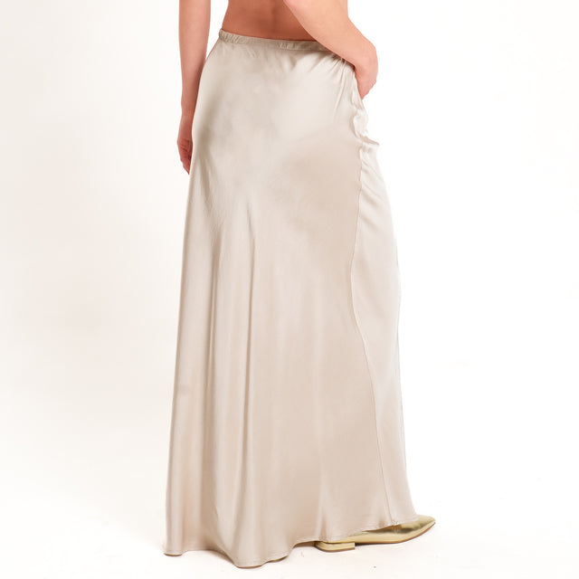 Haveone-Gonna satin spacco laterale - beige