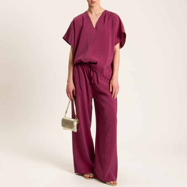Haveone-Completo blusa e pantalone tessuto modal fibra naturale - malva