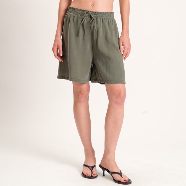 Haveone-Completo top e shorts tessuto modal - militare