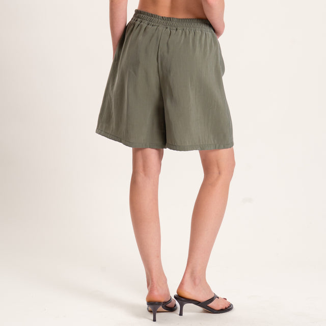 Haveone-Completo top e shorts tessuto modal - militare