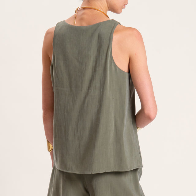 Haveone-Completo top e shorts tessuto modal - militare