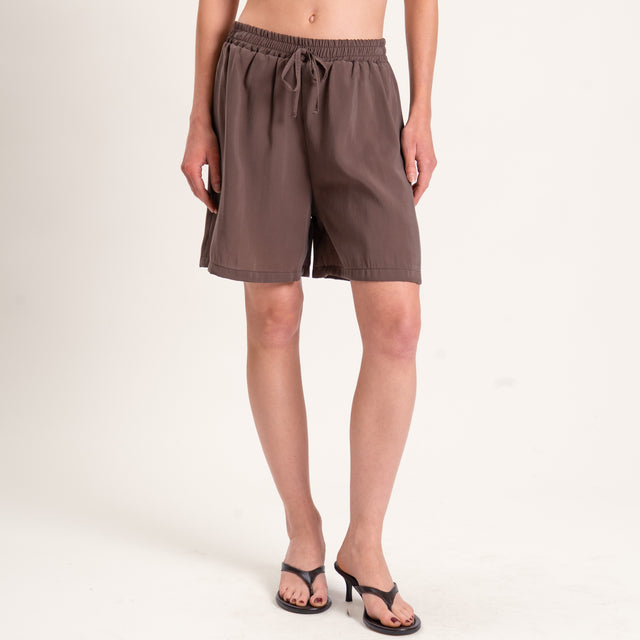 Haveone-Completo top e shorts tessuto modal - cioccolato