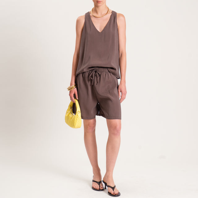 Haveone-Completo top e shorts tessuto modal - cioccolato