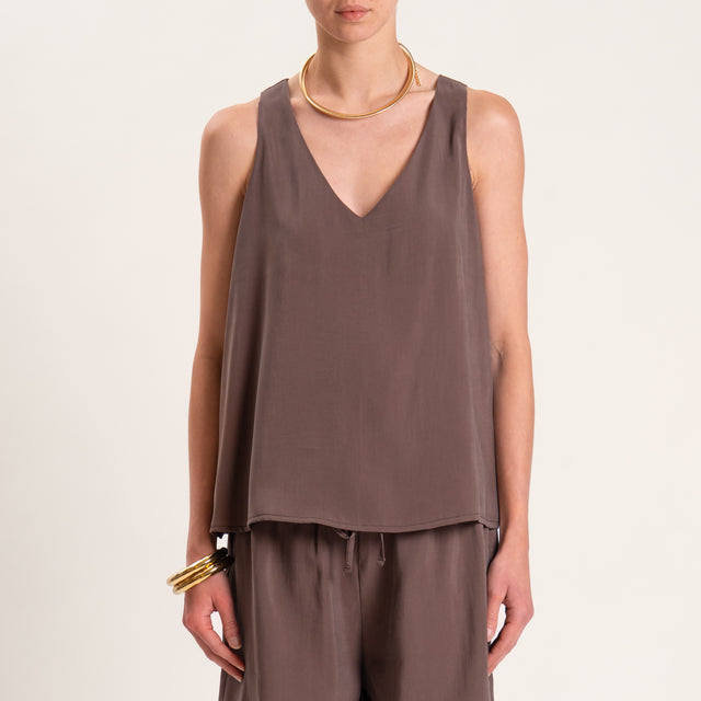 Haveone-Completo top e shorts tessuto modal - cioccolato