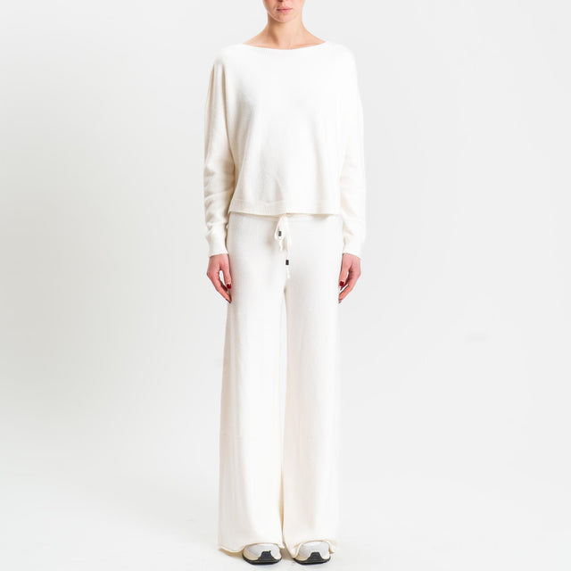 Haveone-Completo maglia girocollo + pantalone - burro