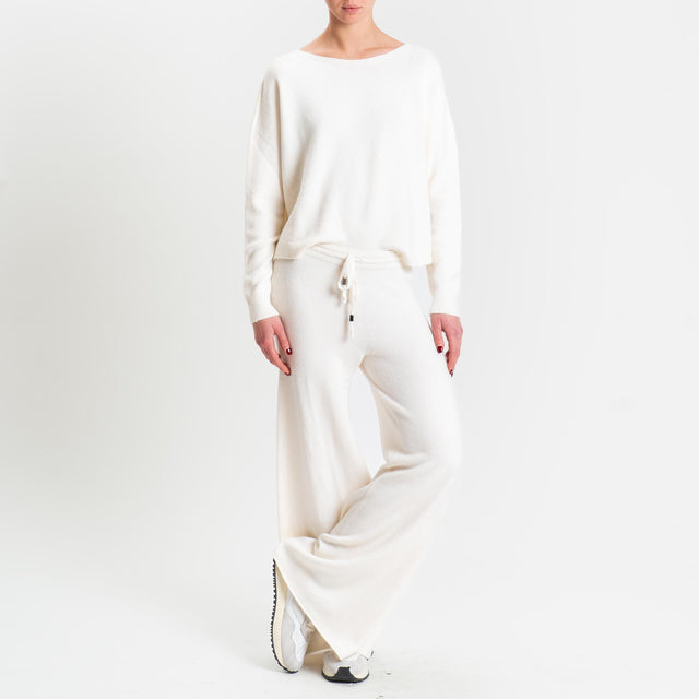 Haveone-Completo maglia girocollo + pantalone - burro