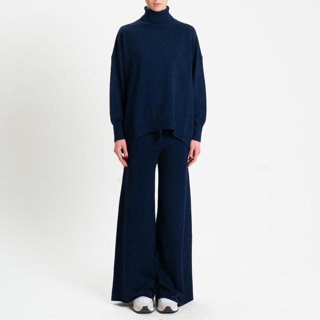 Haveone-Completo maglia collo alto + pantalone - blu