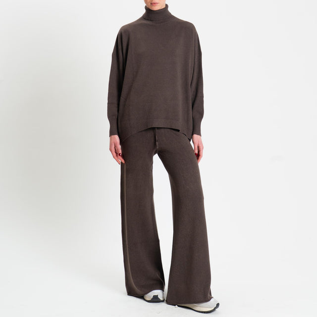 Haveone-Completo maglia collo alto + pantalone - cacao