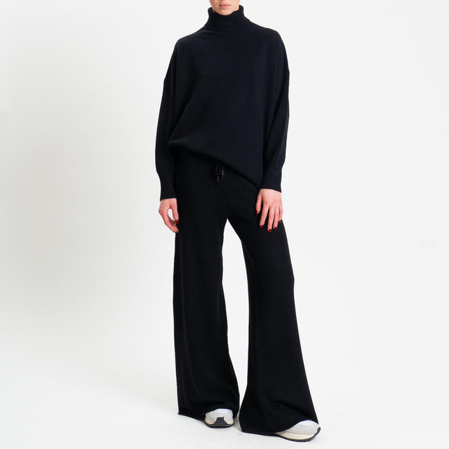 Haveone-Completo maglia collo alto + pantalone - nero