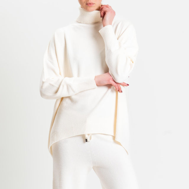 Haveone-Completo maglia collo alto + pantalone - burro