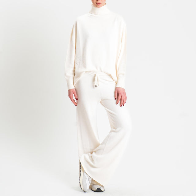 Haveone-Completo maglia collo alto + pantalone - burro