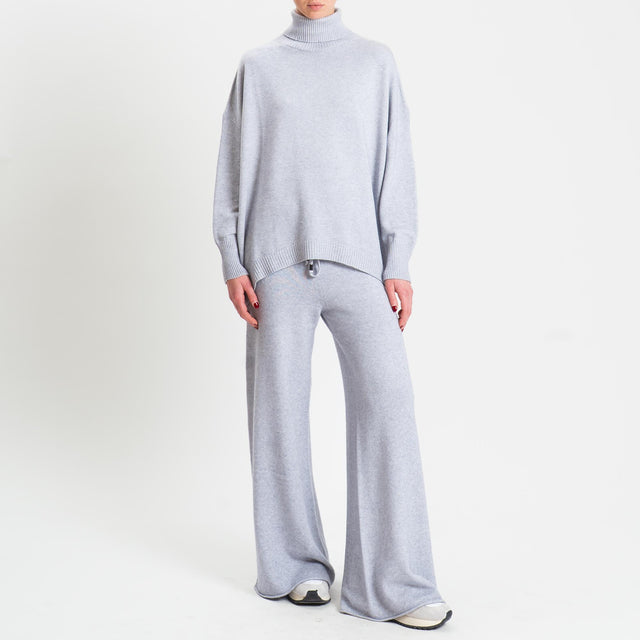 Haveone-Completo maglia collo alto + pantalone - grigio perla