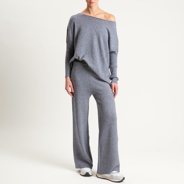 Haveone- Completo in maglia scollo a barca - grigio