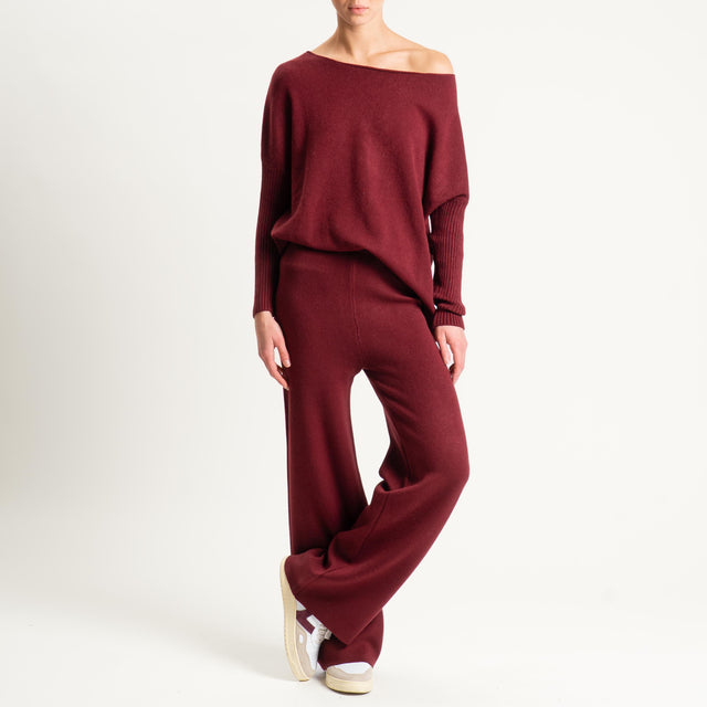 Haveone- Completo in maglia scollo a barca - Bordeaux