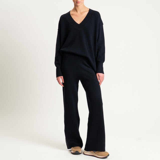 Haveone- Completo in maglia scollo v - nero