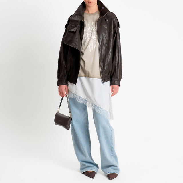 Haveone-Bomber similpelle martellata chiusura - moro